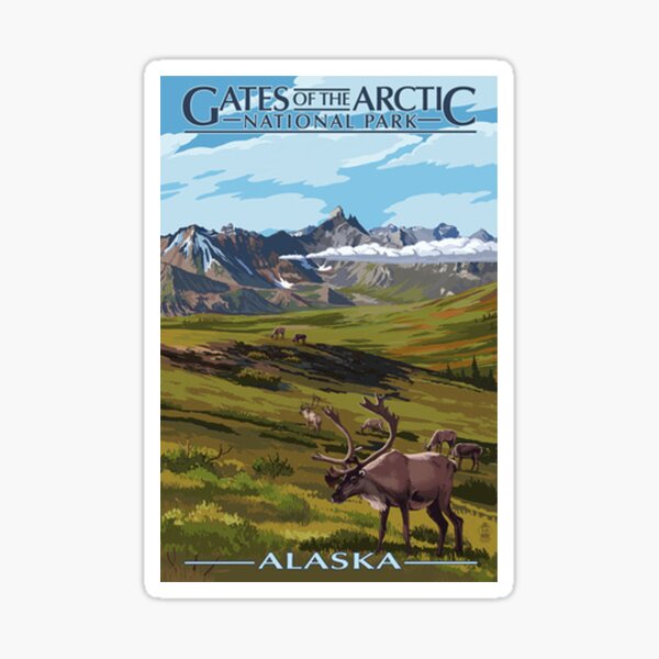 Item preview, Gates Of The Arctic National Park Alaska, USA Vintage Travel Decal designed and sold by MeLikeyTees.
