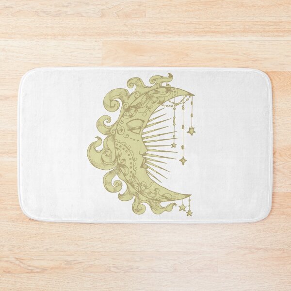 Item preview, Witchy Fantasy Mystic Moon Symbol Face | Celestial Body | Half Moon | Stars Flames Sun Beige | White Background: designed and sold by LifeAndWonder.