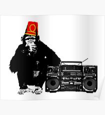 Monkey with Fez and Boombox Poster