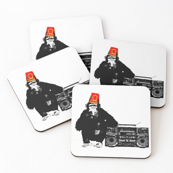 Aperçu de l'œuvre Singe avec Fez et Boombox créée et vendue par monsterplanet.