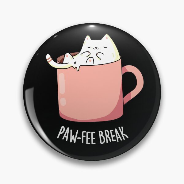 Item preview, Pawfee Break Kitty Cat In A Mug Funny Coffee Puns (Dark BG) designed and sold by punnybone.
