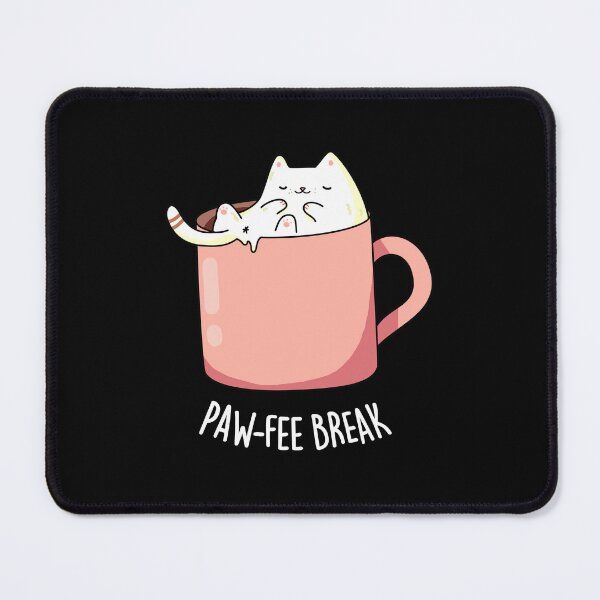 Item preview, Pawfee Break Kitty Cat In A Mug Funny Coffee Puns (Dark BG) designed and sold by punnybone.
