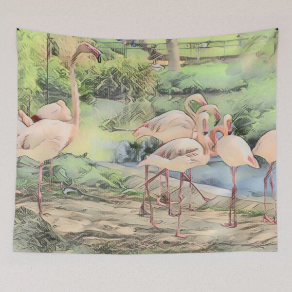 Item preview, Flamingo Family In Pen And Ink designed and sold by Fearless-Fox.