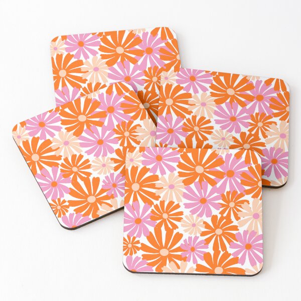 Item preview, Pink and Orange Mod Prints Floral designed and sold by meggydesigns.