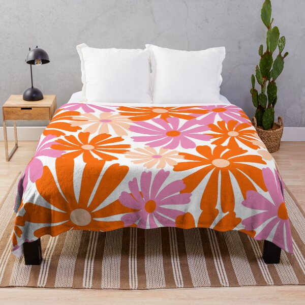 Item preview, Pink and Orange Mod Prints Floral designed and sold by meggydesigns.