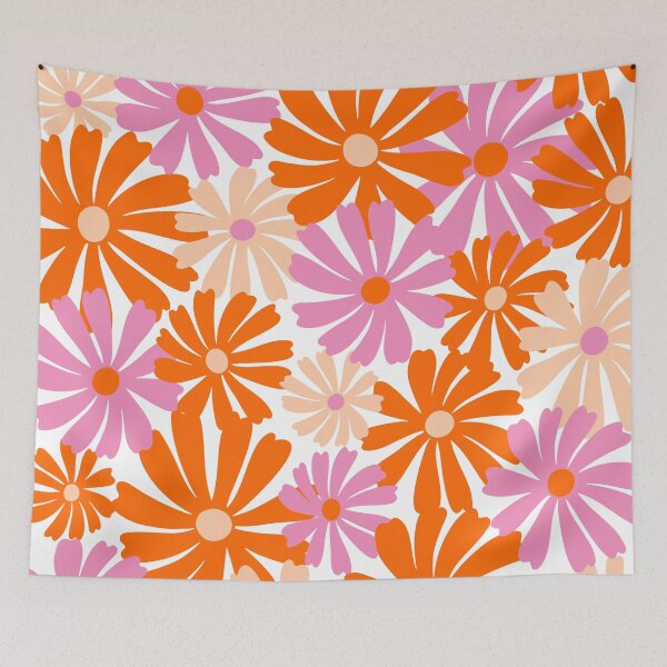 Item preview, Pink and Orange Mod Prints Floral designed and sold by meggydesigns.