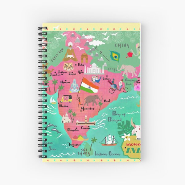 India map-illustrated Spiral Notebook