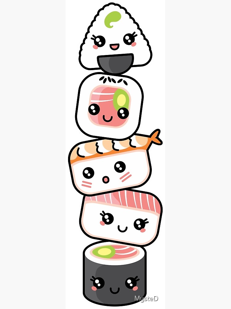 Cute  Sushi  Totem Animated  Cartoon  Print Poster by MysteD 