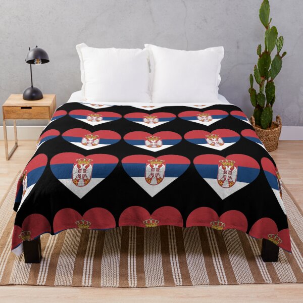 Item preview, Love My Serbian Hearts Flag designed and sold by HelloFromAja.