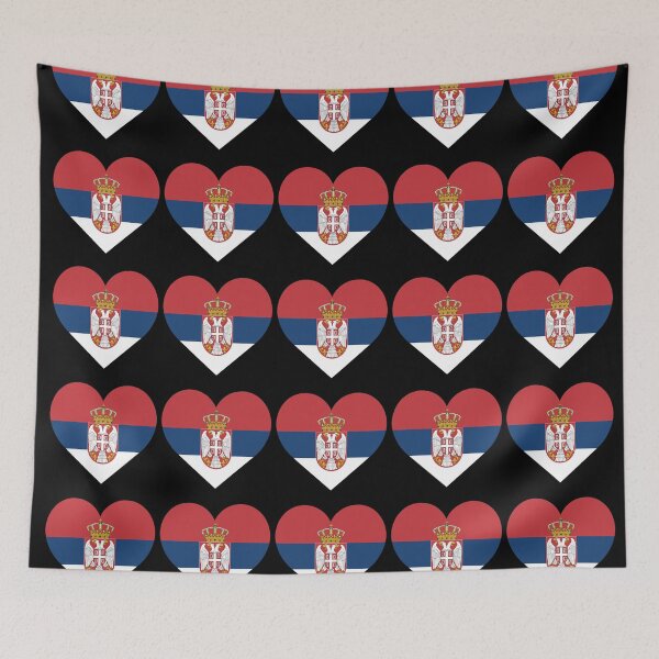 Item preview, Love My Serbian Hearts Flag designed and sold by HelloFromAja.