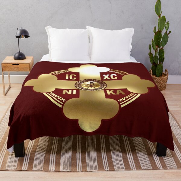 Item preview, Greek Orthodox Cross Maroon Gold ICXC NIKA designed and sold by Yiorgos Designs.