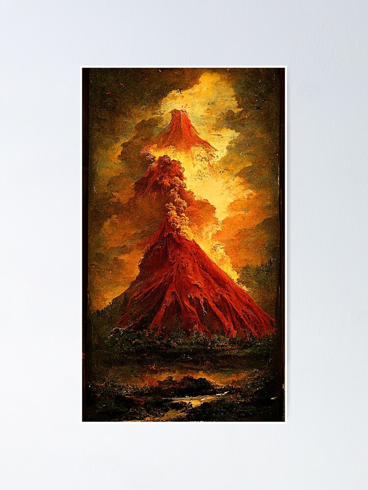 XDTIOPIMY Lienzo Decorativo Para Pared, Diseño De Volcán Paisaje, Erupción Volcánica, Erupción De Lava, Decoración De Pared Para Sala De Estar, Dormitorio, 1 Unidad, Tamaño Sin Marco, 16 X 24 Pulgadas