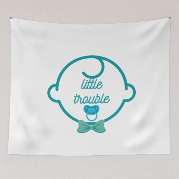 Item preview, "Little Trouble Boy: Cute and Playful Blue Baby Figure with a Witty Quote" designed and sold by chatzous.