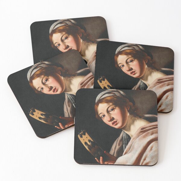 Item preview, A Girl with a Tambourine | Roman School | 17th Century Renaissance Art designed and sold by CJET.