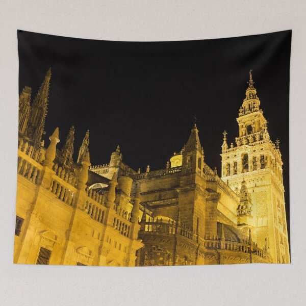 Item preview, Moorish and Gothic Intertwined - La Giralda and Seville Cathedral Illuminated View designed and sold by Georgia Mizuleva.