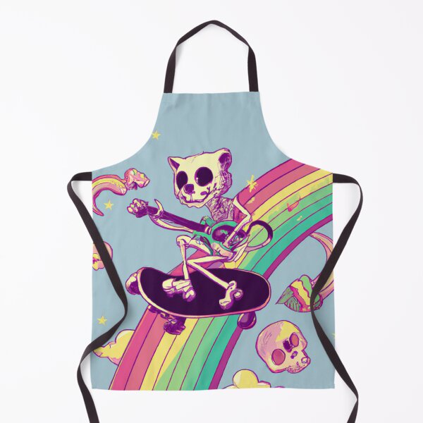 Item preview, Cute skating skeleton cat on rainbow designed and sold by CreepsterHeads.