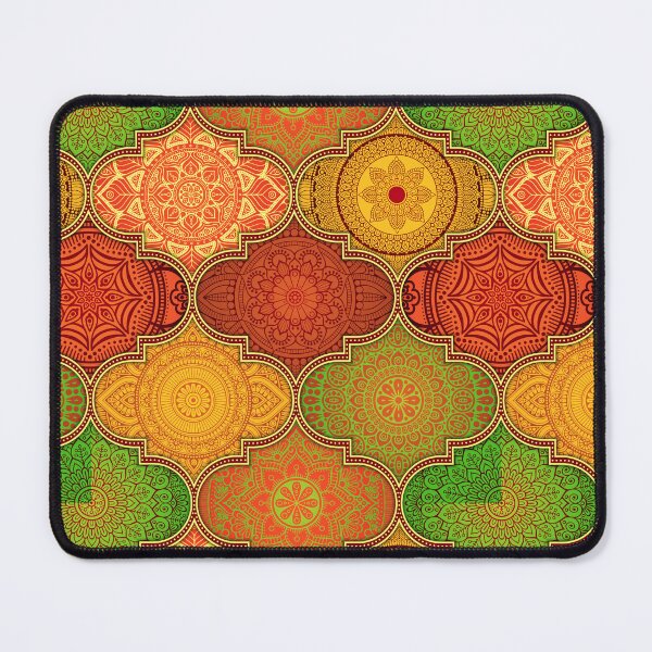 Item preview, Pin Yellow Ethnic Indian Abstract Floral Tiles pattern designed and sold by Art-by-Geoff.