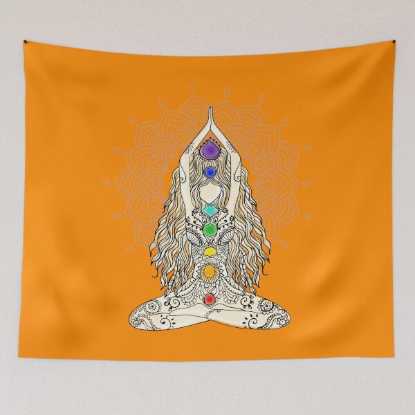 Item preview, yoga woman buddha mandala india pattern chakra energy lotus seat energy centers spiritual om namaste tattoo henna center designed and sold by originalstar.