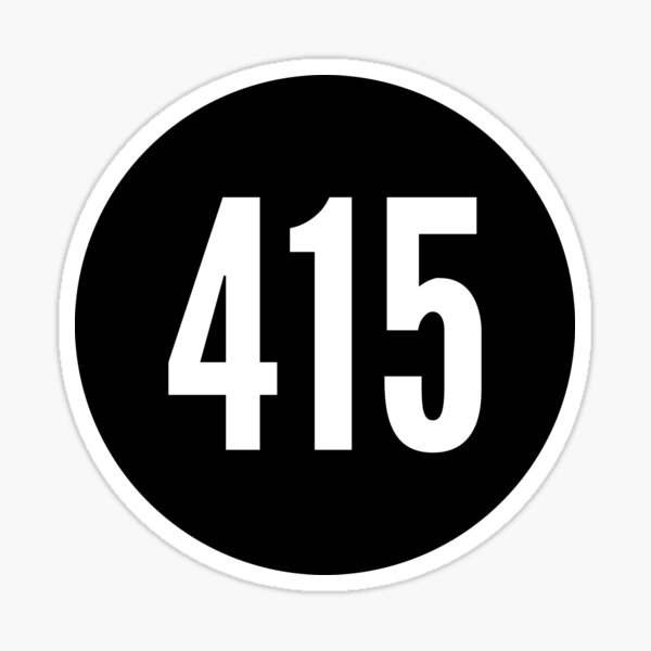 415 Of Area Code Zip Code Location Black And White Sticker For Sale