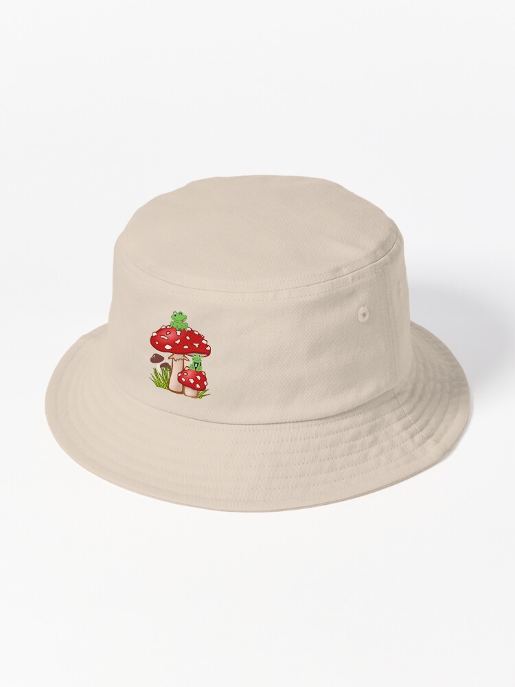Aesthetic frog on mushroom Bucket Hat