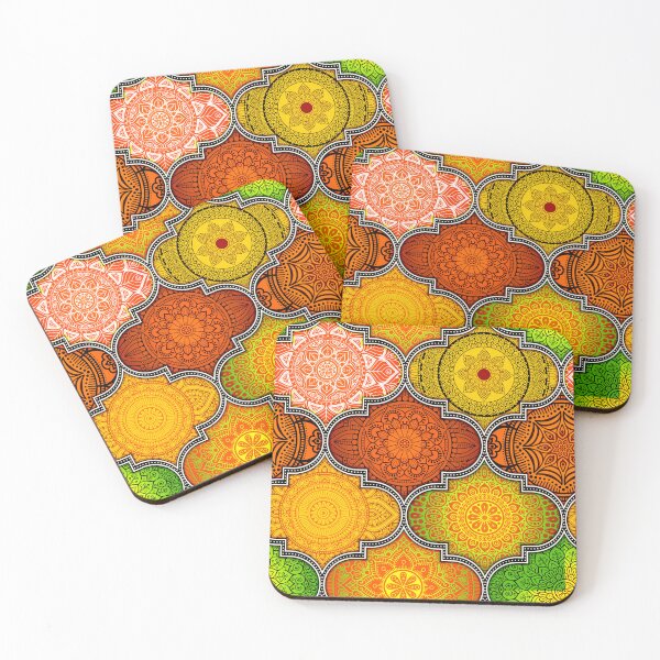 Item preview, Vivid Yellow Ethnic Indian Abstract Floral Tiles pattern designed and sold by Art-by-Geoff.