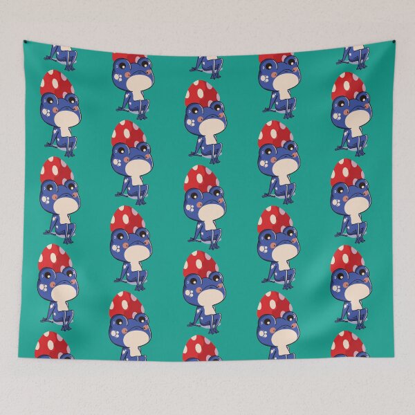 Item preview, Bleu Frog with Mushroom Hat Cute   designed and sold by GatheringPlace.