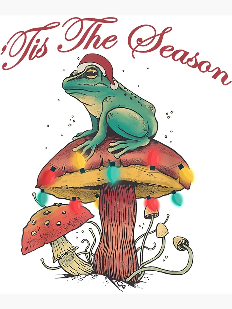 Christmas Frog Sitting On A Mushroom Long Sleeve " Greeting Card for Sale  by GatheringPlace | Redbubble