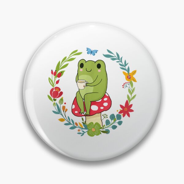 Item preview, Cottagecore Aesthetic Frog Drinking Tea On Mushroom     designed and sold by GatheringPlace.
