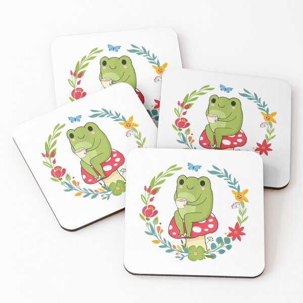 Item preview, Cottagecore Aesthetic Frog Drinking Tea On Mushroom     designed and sold by GatheringPlace.