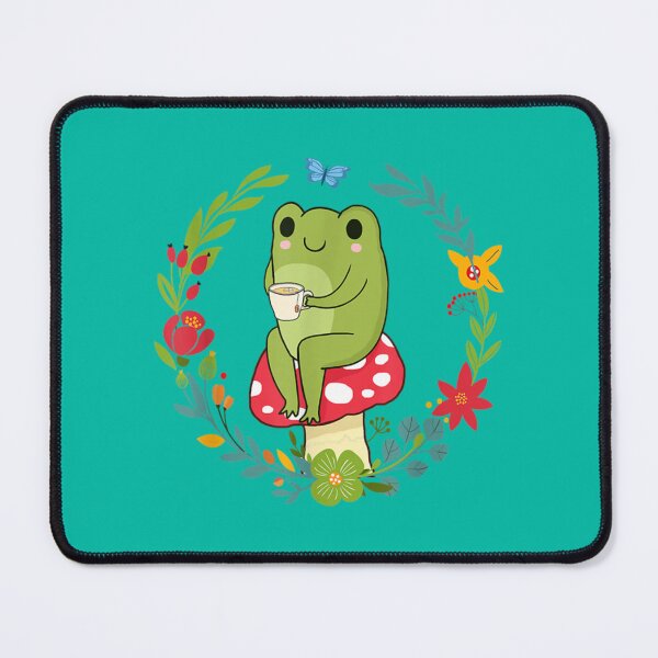Item preview, Cottagecore Aesthetic Frog Drinking Tea On Mushroom designed and sold by GatheringPlace.