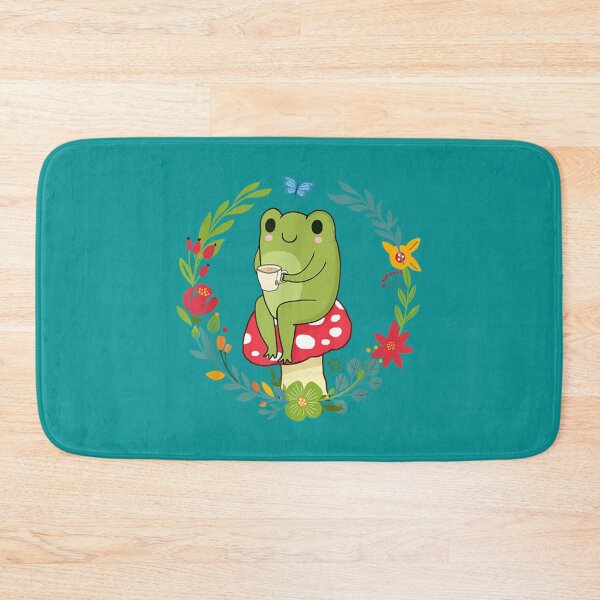 Item preview, Cottagecore Aesthetic Frog Drinking Tea On Mushroom     designed and sold by GatheringPlace.