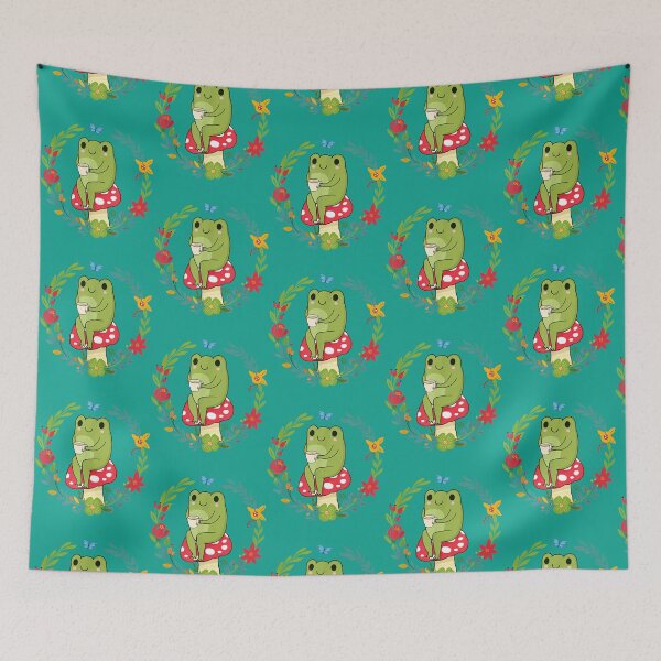 Item preview, Cottagecore Aesthetic Frog Drinking Tea On Mushroom     designed and sold by GatheringPlace.
