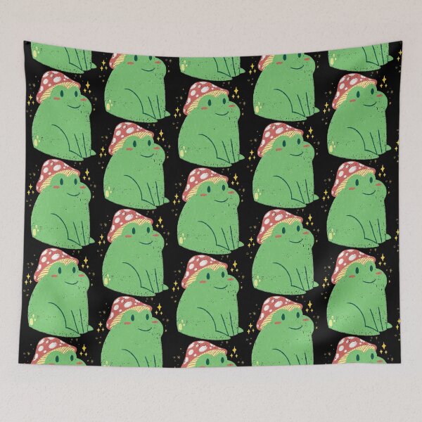 Item preview, Cute Green Frog with Mushroom Hat     designed and sold by GatheringPlace.
