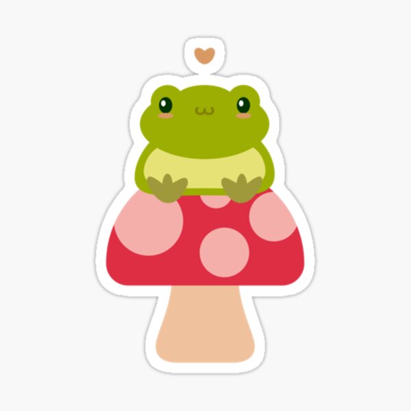 Frog Stack Vinyl Sticker, Cute Frogs and Mushrooms Sticker