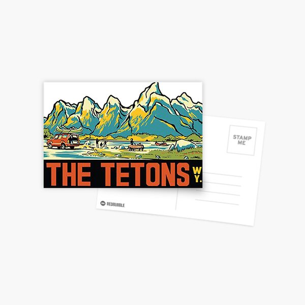 The Tetons - Grand Teton National Park Vintage Travel Decal Postcard