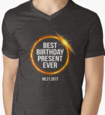Lustiges 2017 Sonnenfinsternis-bestes Geburtstags-Geschenk überhaupt T-Shirt mit V-Ausschnitt für Männer