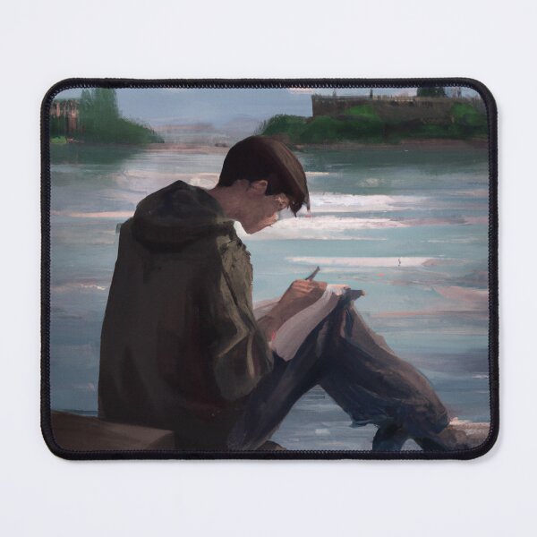 Item preview, Boy Reading a Book on the Riverbank designed and sold by Parag's Travel Shop.