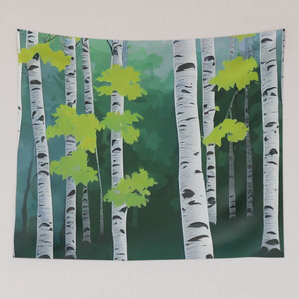 Item preview, Birch Trees In Forest With Leafs, Child Type Art, Watercolor Painting, Child Drawing, Birch, Forest, Kid, Child, Cartoon designed and sold by UnlockingDesign.