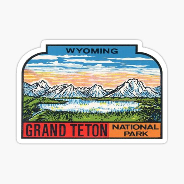 Item preview, Wyoming Grand Teton National Park Vintage Travel Decal designed and sold by MeLikeyTees.