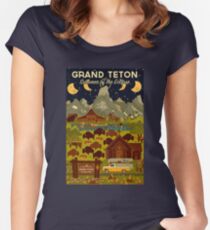 Grand Teton National Park - Summer of the Eclipse - Travel Decal Women's Fitted Scoop T-Shirt