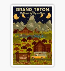 Grand Teton National Park - Summer of the Eclipse - Travel Decal Sticker