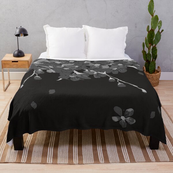 Item preview, Black gray botanical floral flower Sakura or cherry blossom designed and sold by Bird4771.