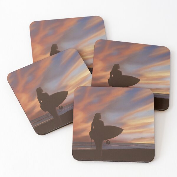 Item preview, Sunrise surfer girl silhouette designed and sold by FatSlugDesigns.