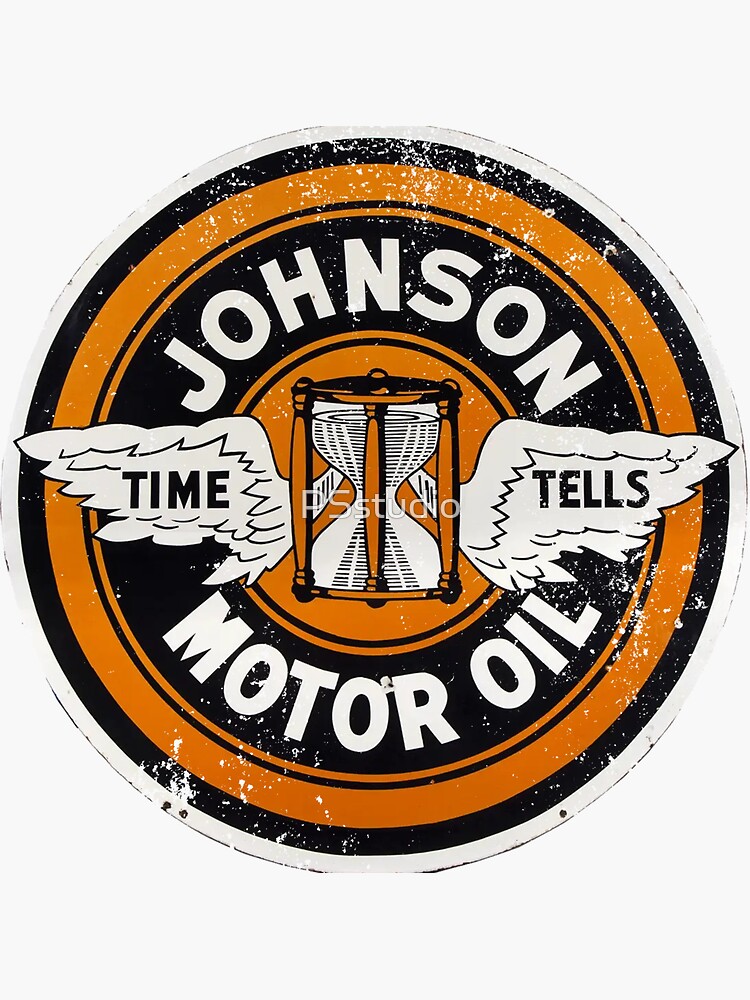 "Johnson Motor Oil Retro Sign" Sticker for Sale by PSstudio Redbubble