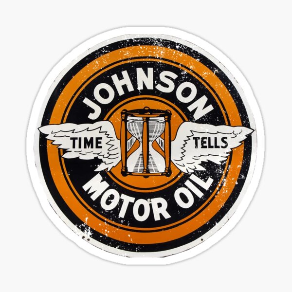 "Johnson Motor Oil Retro Sign" Sticker for Sale by PSstudio Redbubble