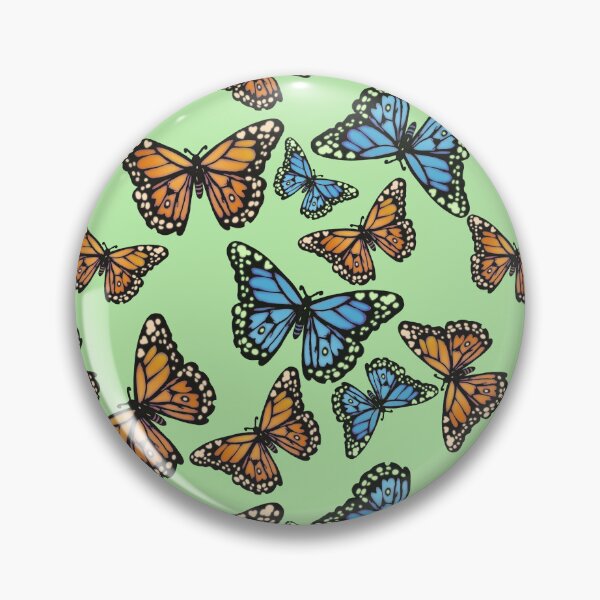 Item preview, Blue and Orange Monarchs on Pastel Green designed and sold by Cass Noel Studio.