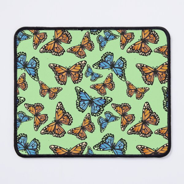 Item preview, Blue and Orange Monarchs on Pastel Green designed and sold by Cass Noel Studio.