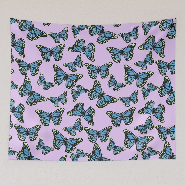 Item preview, Blue Monarch Butterflies on Pastel Purple designed and sold by Cass Noel Studio.