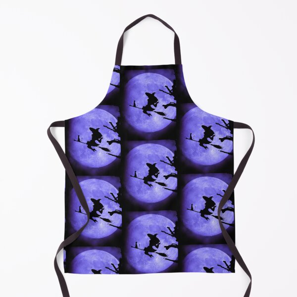 Item preview, Halloween Witch and Cat on Broom. Purple Moon. designed and sold by Cindy Howe.