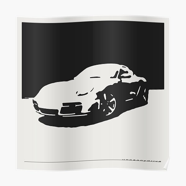 Porsche Cayman S - Black on White Poster